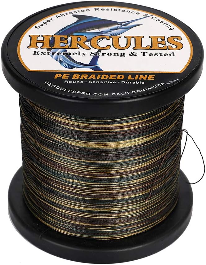 HERCULES Cost-Effective Super Strong 4 Strands Braided Fishing Line 6LB to 100LB Test for Salt-Water, 109/328 / 547/1094 Yards (100M / 300M / 500M / 1000M), Diam# 0.08MM - 0.55MM, Hi-Grade