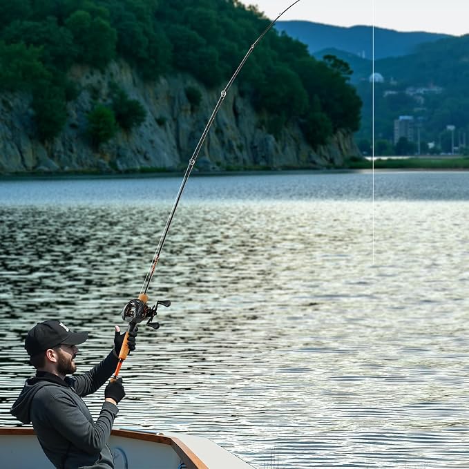 VEVOR Rod and Fishing Reel Combo, IM6/7 Carbon Fiber Spinning/Baitcasting Rod and Reel Combo, Bass Fishing Pole, Stainless Steel Guides with Ceramic Rings