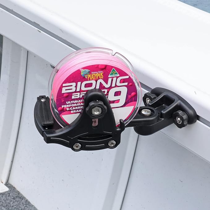 RAILBLAZA Fishing Reel Spooler System Compatible with Gunnel Track Mount for Boat or Kayaks, Compatible with Wide Range of Spools