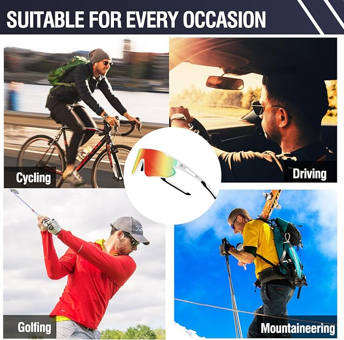 DUCO Polarized Sports Sunglasses for Men Women: UV400 Protection 24g Wrap Around Glasses for Baseball Running Hiking DC0023