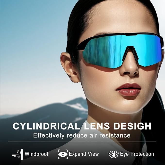 BangLong Lightweight Polarized Sports Sunglasses for Men Women, UV400 Protection Wrap-Around Sunglasses for Running Cycling