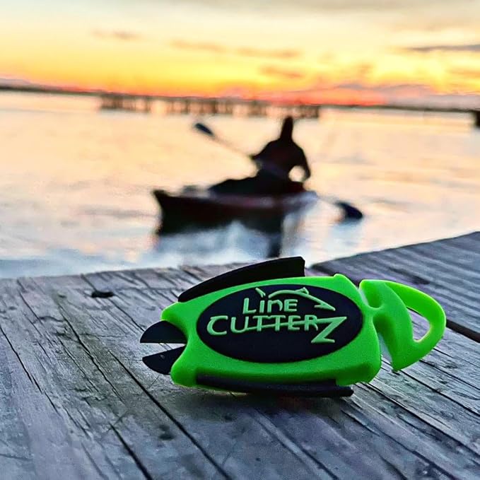 LINE CUTTERZ Patented Dual Hybrid Ceramic Cutter + Stainless Steel Micro Scissors Fishing Line Clipper - Glow-in-the-Dark