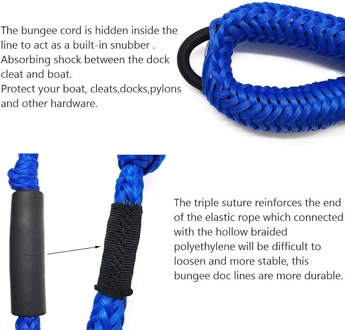 Bungee Dock Lines - Boat Accessories - 4 Feet Shock Cords Docking Rope Mooring Rope for PWC,Jet ski,Pontoon,Kayak,Canoe,Power Boat,Watercraft (Red and Black)