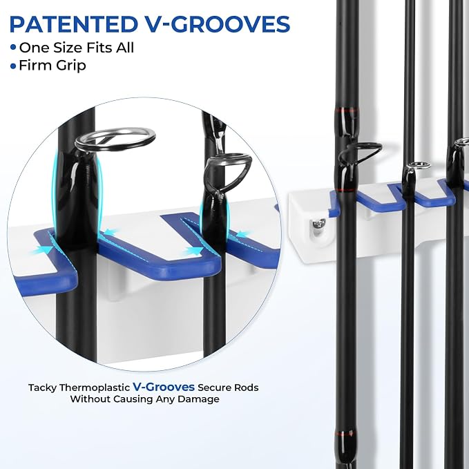 KastKing V15 Vertical Fishing Rod Holder – Wall Mounted Fishing Rod Rack, Store 15 Rods or Fishing Rod Combos in 17.25 Inches, Great Fishing Pole Holder and Rack