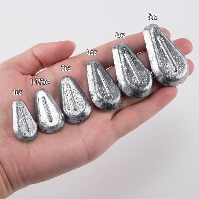 Dr.Fish 5 Pack No Roll Sinker Lead Fishing Weights Freshwater Catfish Sinkers Flat Coin Disc Weights Bank River Surf Fishing Saltwater