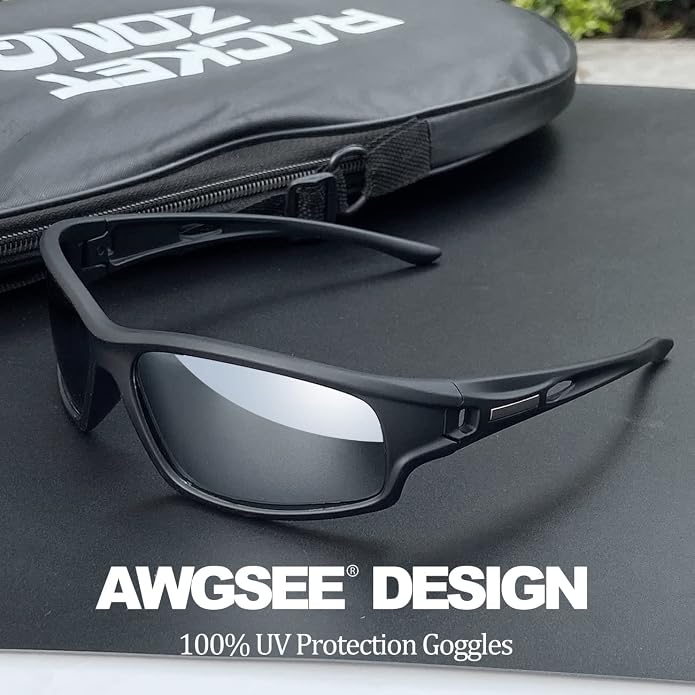 Polarized Sports Sunglasses for Men 100% UV Protection Wrap Around Unbreakable Sun Glasses for Fishing Driving