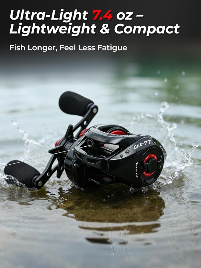 Jenseits Baitcasting Reel 7.3:1 High Speed Bass Baitcaster, Drag Clicker Version, Low Profile Casting Reel with 7+1 Bearings, 17.6LB Drag Magnetic Brake System