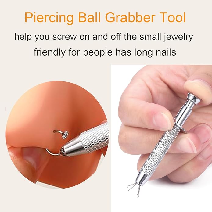 MODRSA 20g 16g 18g Piercing Taper Internal Threaded Piercing Taper Insertion Threader Tool Threadless Jewelry Changing Tool Horseshoe Nose Ring Labret Earring Studs Applicator Piercing Ball Grabber