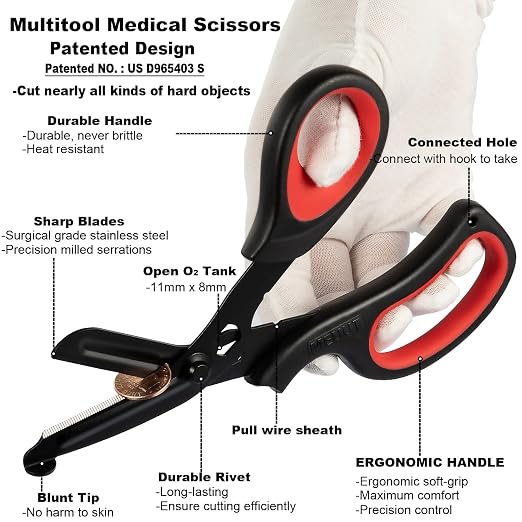 MEUUT 2 Pack Trauma Shears Patented Bandage Scissors for Left and Right Hand - Medical Supplies with 8 inch Heavy Duty Medical Scissors for EMT Workers Nurses
