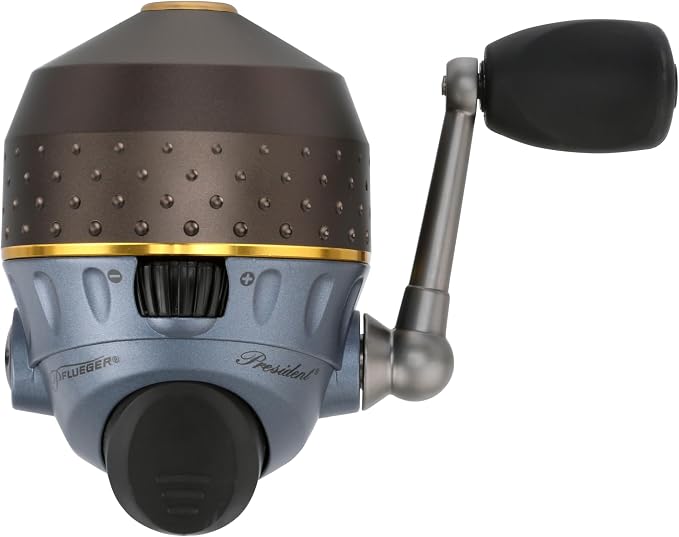 Pflueger President Spincast Reel, Size 10 Fishing Reel, Right/Left Handle Position, Aluminum Spool, Dial Drag System