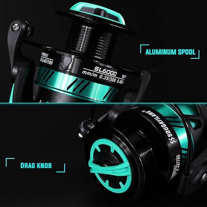 Sougayilang Fishing Reel, Ultralight Spinning Reel with Aluminum Spool, 5.2:1 High Speed Spinning Fishing Reel, 1000-6000 Series for Freshwater