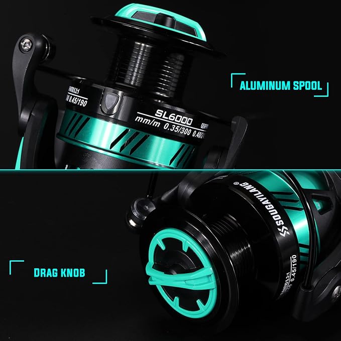 Sougayilang Fishing Reel, Ultralight Spinning Reel with Aluminum Spool, 5.2:1 High Speed Spinning Fishing Reel, 1000-6000 Series for Freshwater