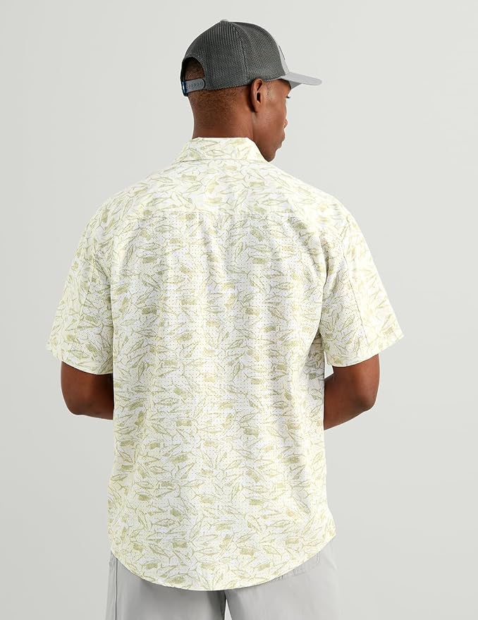 HUK Men's Tide Point Kc Scott Original Artwork Short Sleeve Shirt, Fishing Button Down