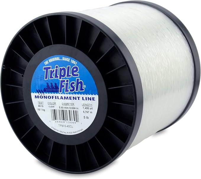 Triple Fish Monofilament Fishing Line - Strong Clear Pink Camo Color for Trolling, Bottom Fishing, Casting Main Line Catfish, Bass