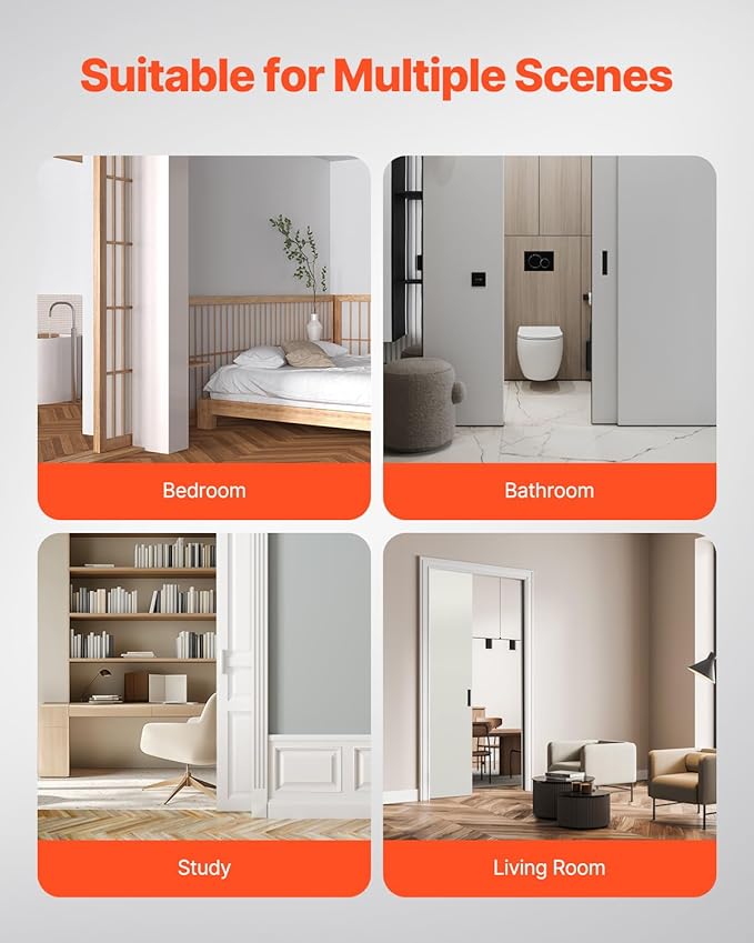 VEVOR Sliding Pocket Door Hardware Track Kit, 5.73ft Heavy Duty Pocket Door Hardware Kit, Commercial Grade Pocket Door Hardware and Track Set for 24"-36" Wide Single Door, Smoothly and Easy to Install