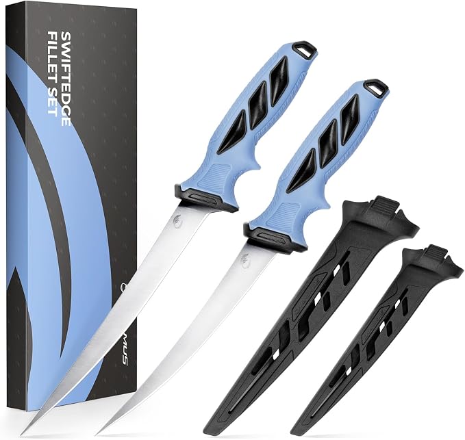 Calamus SwiftEdge Fillet Knife Set, Fishing Knife, G4116 German Stainless Steel, Ultra-Sharp & Flexible Blade, Rust & Corrosion-Resistant Blade, Non-Slip Handle, Fishing Gear, Fishing Gift For Men