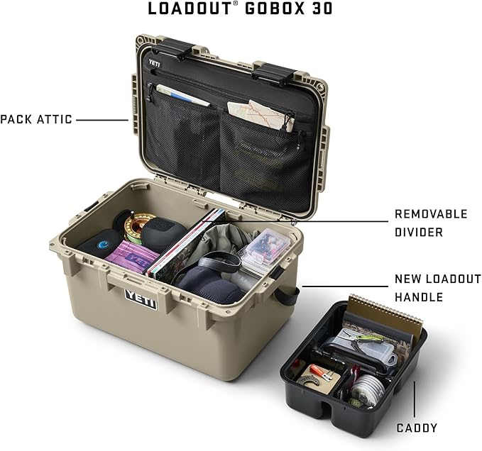 YETI LoadOut GoBox Collection, Divided Waterproof Cargo Case, Dry Box, Camera Case, Fishing Tackle Box