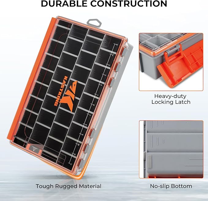 KastKing HyperSeal Waterproof Tackle Box, 3700 Deep Tackle Trays, Fishing Tackle Box Organizer With Removable Dividers, Fishing Gear & Fishing Accessories Storage, 2 Packs