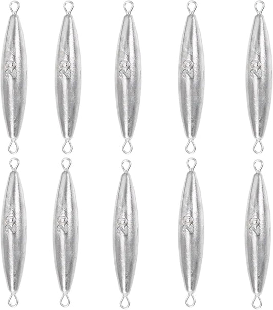 10PCS Fishing Weights Torpedo Sinkers Inline Trolling Sinkers Weights Kit Fishing Sinkers Catfishing Sinkers Saltwater Fishing Torpedo Weights Double Ring Sinkers - 1oz(30g)