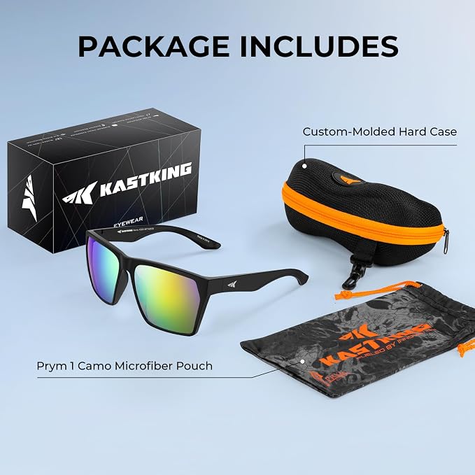 KastKing Beartrap Polarized Sports Fishing Sunglasses, With PuriVex Protective Lens Coating, Square Frame Design, Men Women