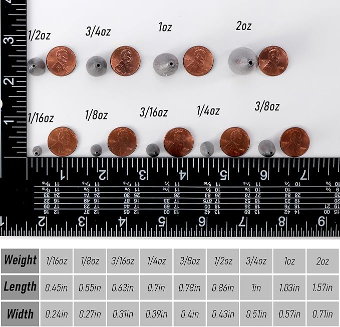 Dr.Fish 50 Pack Bullet Fishing Sinkers Worm Weights Lead Fishing Weights Bass Fishing Sinker Freshwater Texas Carolina Rig Punch Shot