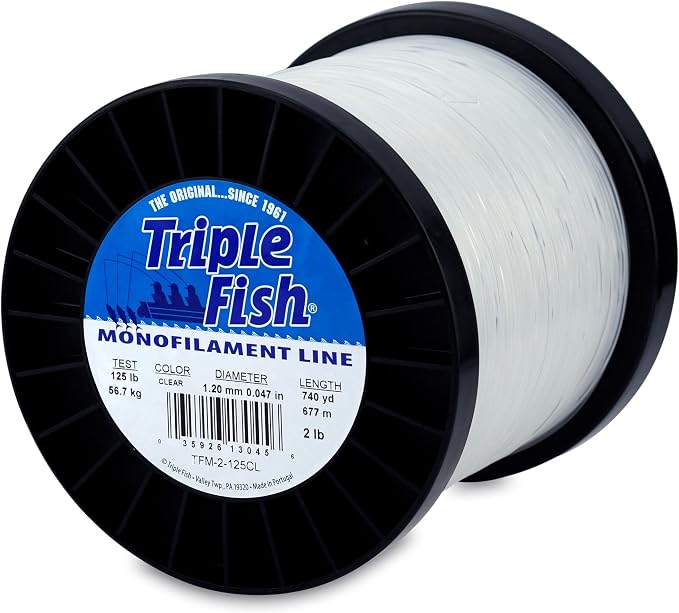 Triple Fish Monofilament Fishing Line - Strong Clear Pink Camo Color for Trolling, Bottom Fishing, Casting Main Line Catfish, Bass