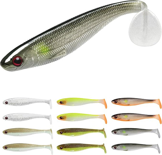 TRUSCEND Shadtale Easy Catch Soft Fishing Lures, Unique Vibration and Action for Various Rigs, Paddle Tail Swimbaits Trailer for Bass, Trout, Crappie, Walleye, Redfish, Saltwater & Freshwater Fishing