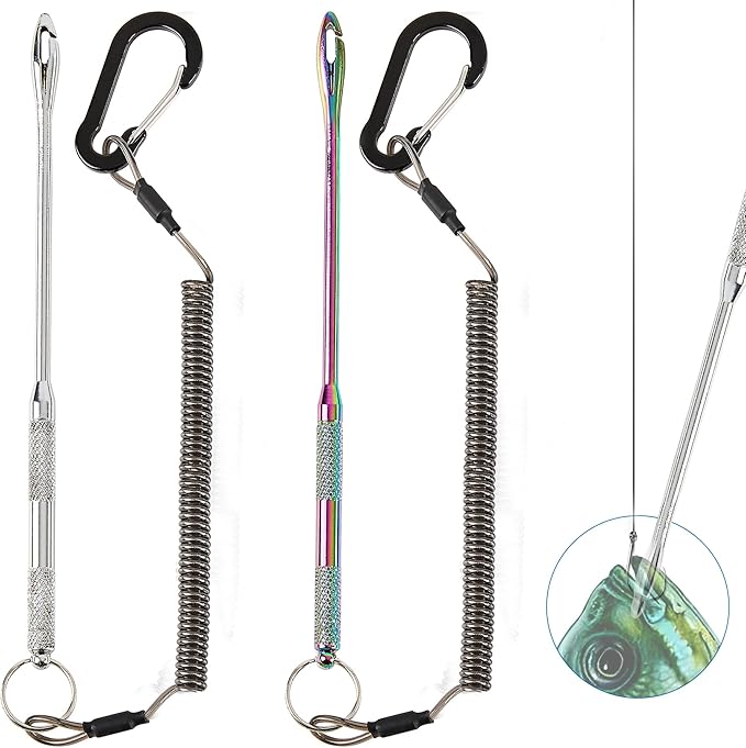 HONGYAN Fish Hook Remover Tool - 2 Pack Fishing Dehooker with Retractable Lanyard, Quick Release Descending Device for Saltwater Freshwater Fishing