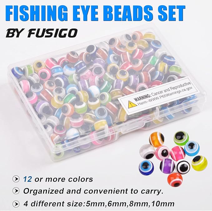 Fishing Beads Assortment Kit Hard Plastic Fishing Line Beads Bait Eggs for Texas Carolina Rigs Fish Rigs DIY Kit, 10mm 100pcs