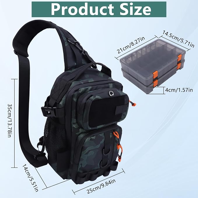 Fishing Backpack Tackle Storage Bag with 2 Tackle Boxes, Lightweight Outdoor Water-Resistant Fish Shoulder Bag with Rod Holder-Store Fish Gear for Fishing(Green)