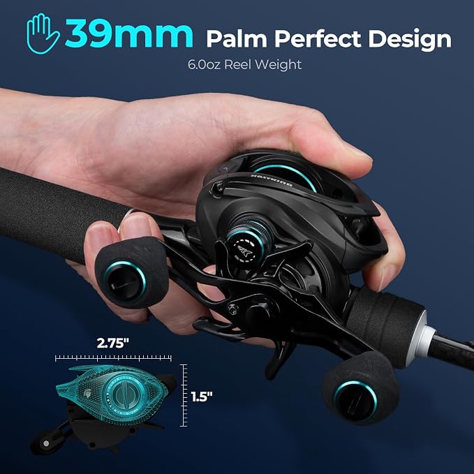 KastKing Verus Baitcasting Fishing Reel, 6oz Ultra Lightweight, Halo XII Magnetic Brake, 9+1 MaxiDur Double Shielded Stainless Steel BB, Up to 18 Lbs Max Drag, 8.0:1/7.2:1 Gear Ratio