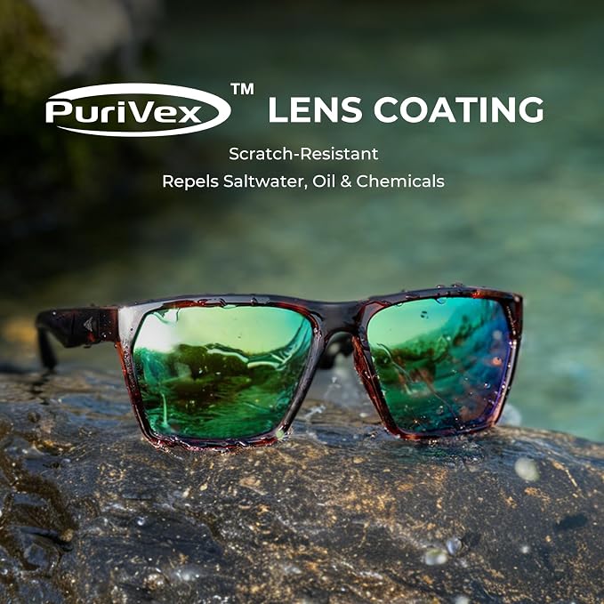 KastKing Beartrap Polarized Sports Fishing Sunglasses, With PuriVex Protective Lens Coating, Square Frame Design, Men Women