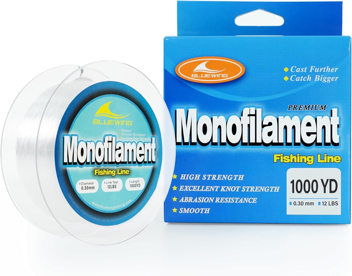 BLUEWING Monofilament Fishing Line Clear Mono Fish Wire Thin Diameter String 6-400 lbs, 50-3000 Yards