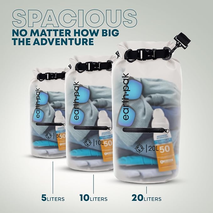 Earth Pak Waterproof Dry Bag with Zippered Pocket - Waterproof Dry Bag Backpack Keeps Gear Dry