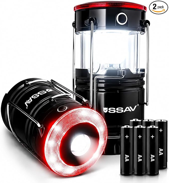 2 Pack LED Camping Lantern Cum Flashlight, LED Lanterns, Suitable Survival Kits for Hurricane, Emergency Light for Storm, Outages, Outdoor Portable Lanterns | Batteries Included
