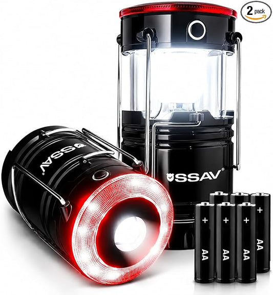 2 Pack LED Camping Lantern Cum Flashlight, LED Lanterns, Suitable Survival Kits for Hurricane, Emergency Light for Storm, Outages, Outdoor Portable Lanterns | Batteries Included