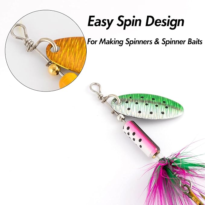 Dr.Fish 100 Pack Fishing Spinner Clevises Easy Spin Brass Clevises Spoon Spinnerbait Lure Making Supplies Spinner Parts Accessoires Freshwater