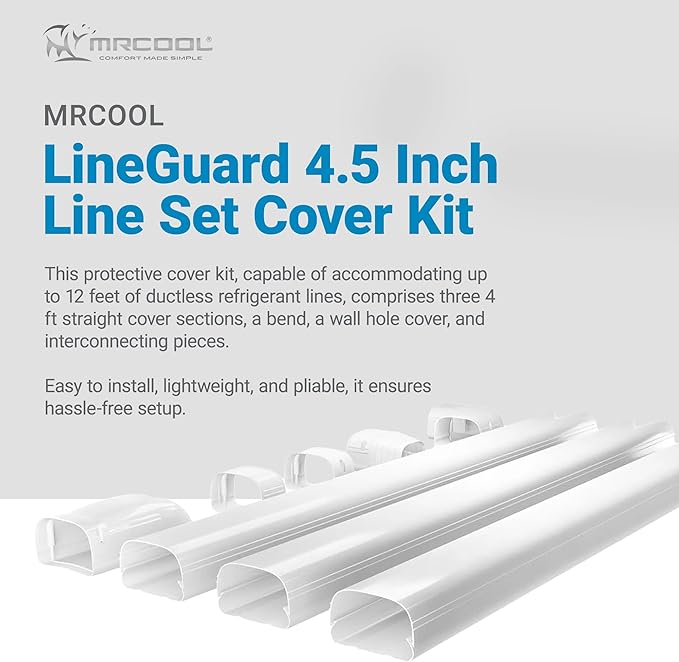 MRCOOL LineGuard 4.5 Inch Line Set Cover Kit, Mini Split Air Conditioner Accessory for Outdoor Line Protection, DIY Installation, 12 Feet