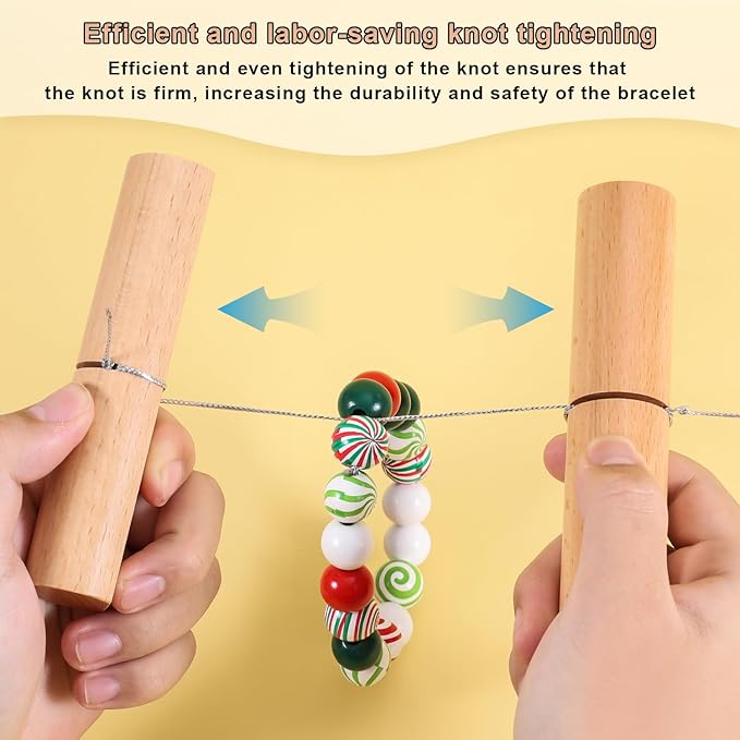 2pcs Tightening Knot Grippers, Knot Grippers Tool for Silicone Beads Tightening Knots Puller Wood Gripper for Beads Wristlets Keychains Bracelets