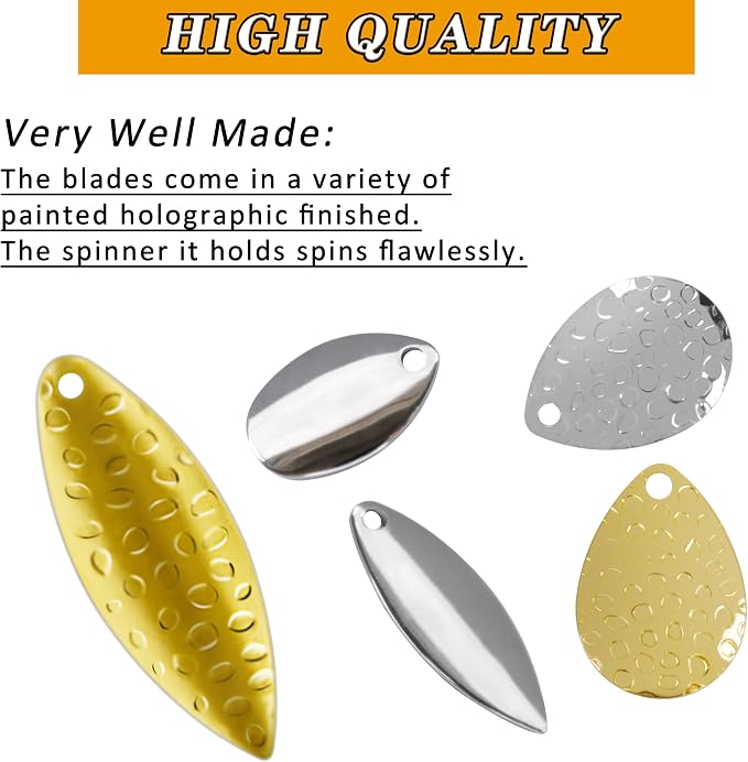 Fishing Spoons Rigs Spinner Blades Baits Kit, 150pcs Willow Colorado Blade Spin DIY Lure Making Supplies for Spinnerbait Bass Walleye Pike Spinner Rigs Making Accessories Set