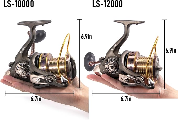Dr.Fish Long Shot Spinning Reel, 10000/12000 Saltwater Surf Fishing Reel, 13+1 BBS, 48LB Max Drag, Ultra High Capacity, Heavy Duty Long Cast Offshore Trolling Surf Casting