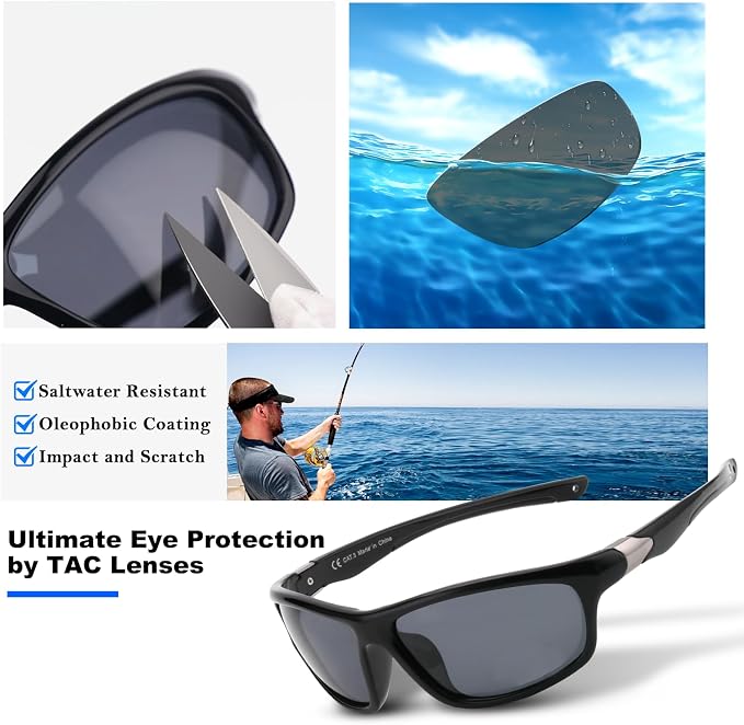 SKYOAK Scratch/Saltwater Resistant/Anti-stain Coating Polarized Lens Sports Sunglasses Men Women TR90 Wrap Around Sun Glasses