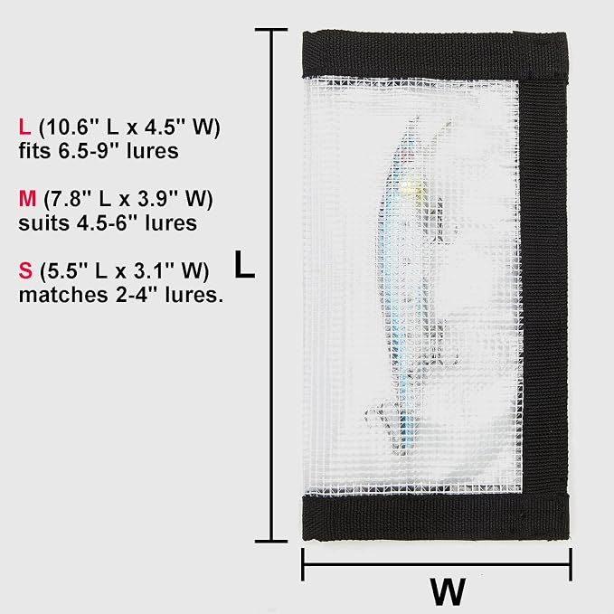 Fishing Lure Wrap (4Pack), 3 Size Covers for Fishing Rod, Hooks: Safe Protectors & Organized Holder Storage for Various Bait (Clear, M: for 4.5-6in lures)