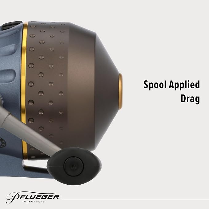 Pflueger President Spincast Reel, Size 6U Fishing Reel, Right/Left Handle Position, Aluminum Spool, Dial Drag System