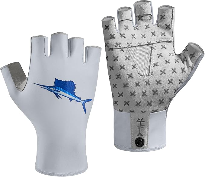 BASSDASH Unisex UPF 50+ Half Finger Sun Gloves Fingerless Breathable UV Protection for Fishing Hiking Kayaking Rowing FG02