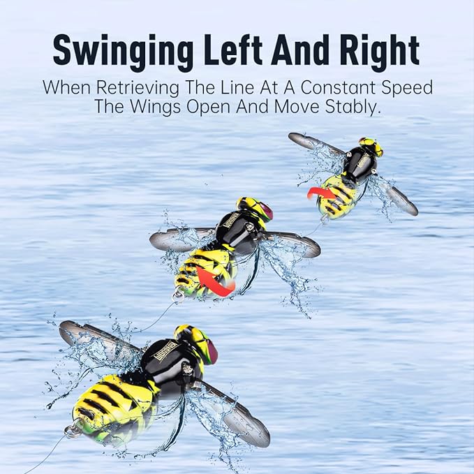 Kingdom Wasp Craw Bait Insect Bionic Floating Fishing Lures Swimbaits Hard Artificial Baits Lure for Freshwater and Saltwater Bass Carp Pike Walleye Fishing ABS Material Carbon Steel Three Book Hook