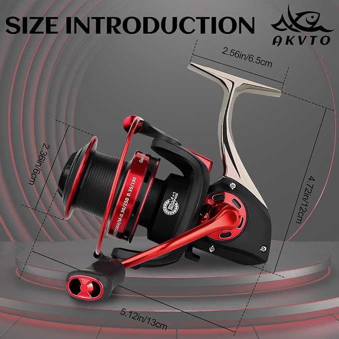 DE-6000 Spinning Reel – 4+1 Precision Ball Bearings, 5.2:1 Gear, Instant Anti-Reverse, CNC Rubber Knob Handle, Forged Aluminum Spool, Reversible Handle – Fresh & Saltwater