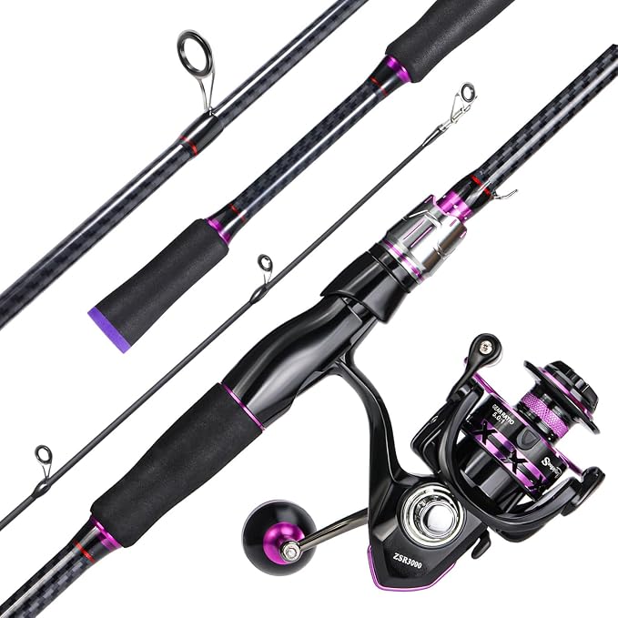 Sougayilang Spinning Fishing Combos, Carbon&Glass Fiber Composite 2 Piece Fishing Rods with 2000 Size Spinning Reel- 6'0"