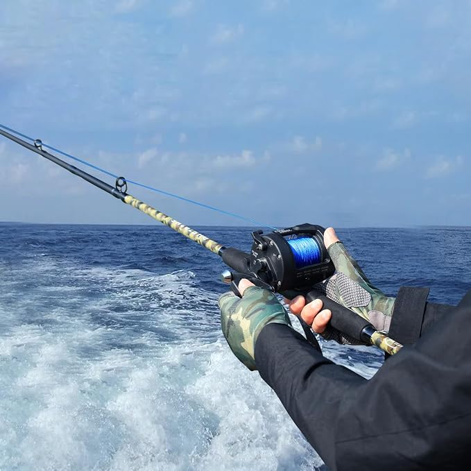 Sougayilang Spinning & Casting Fishing Rods, 2-Piece Strong Carbon&Glass Composite Trolling Rod Offshore Surf Pole for Bass, Trout, Panfish, Catfish
