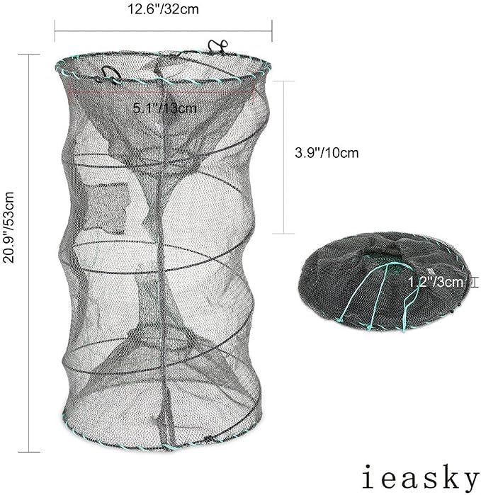 Fishing Bait Trap,2 Packs Crab Trap Minnow Trap Crawfish Trap Lobster Shrimp Collapsible Cast Net Fishing Nets Portable Folded Fishing Accessories,12.6X20.1inches